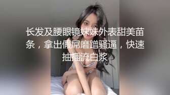 长发及腰眼镜妹妹外表甜美苗条，拿出假屌磨蹭骚逼，快速抽插流白浆